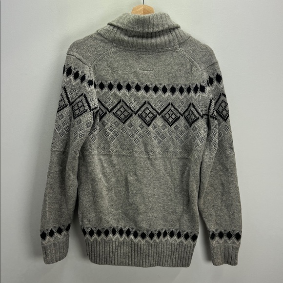 Telluride Shawl Collar Cardigan Sweater Wool Mens Small Gray Fair Isle - Picture 7 of 9